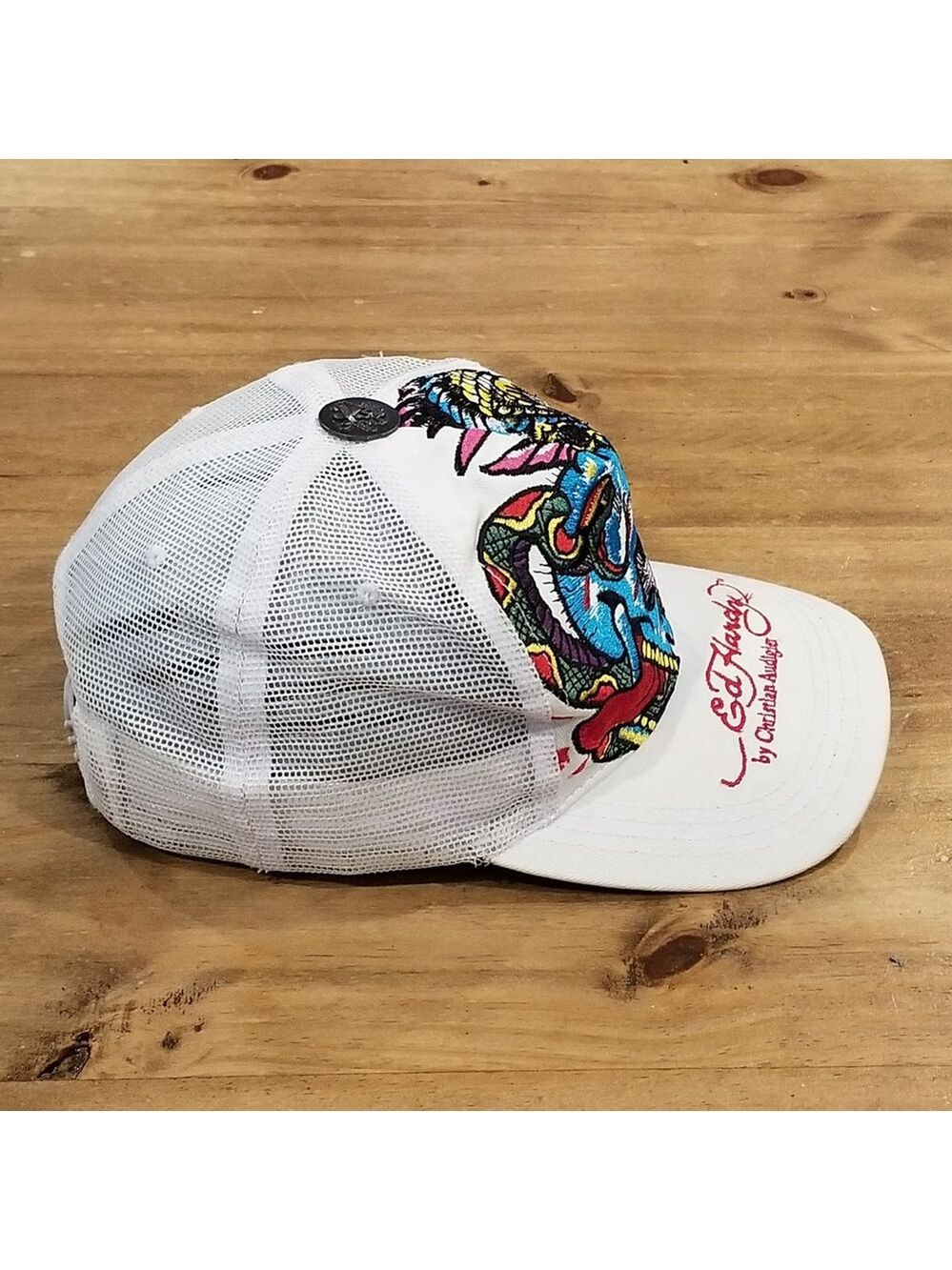 Ed Hardy Hat Snapback White Skull Eagle Embroidered One Size Adjustable - Picture 4 of 11